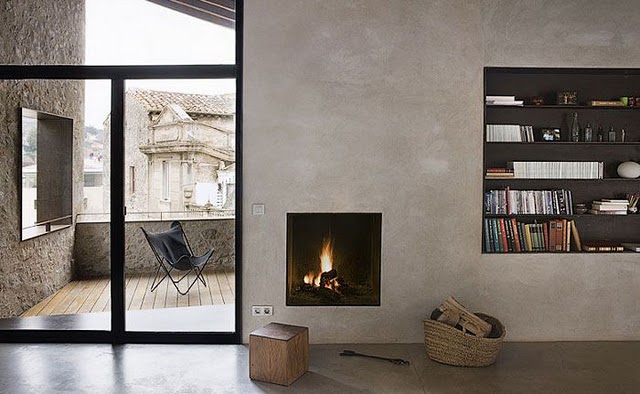 concrete fireplace